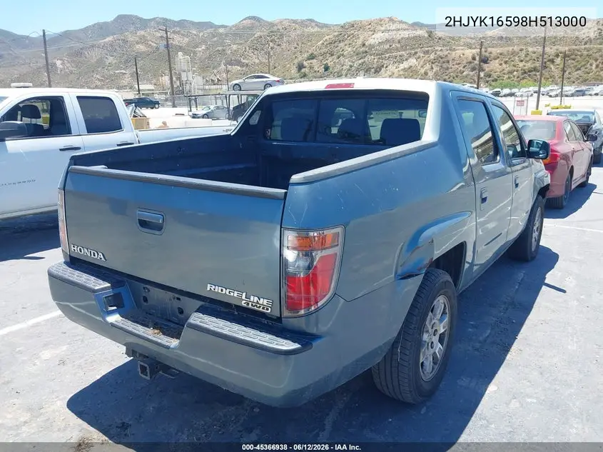 2008 Honda Ridgeline Rtl VIN: 2HJYK16598H513000 Lot: 45366938