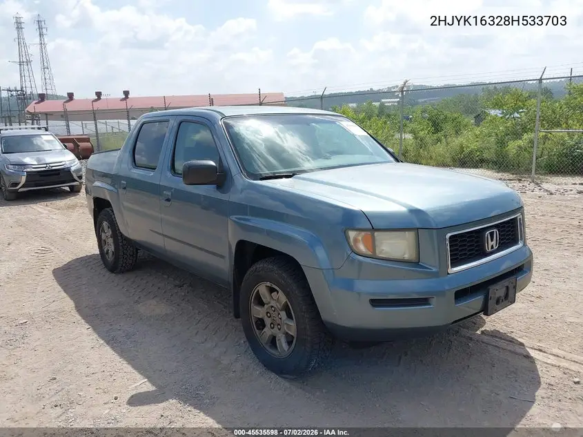 2008 Honda Ridgeline Rtx VIN: 2HJYK16328H533703 Lot: 45535598