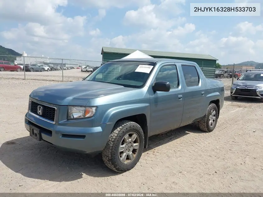 2008 Honda Ridgeline Rtx VIN: 2HJYK16328H533703 Lot: 45535598