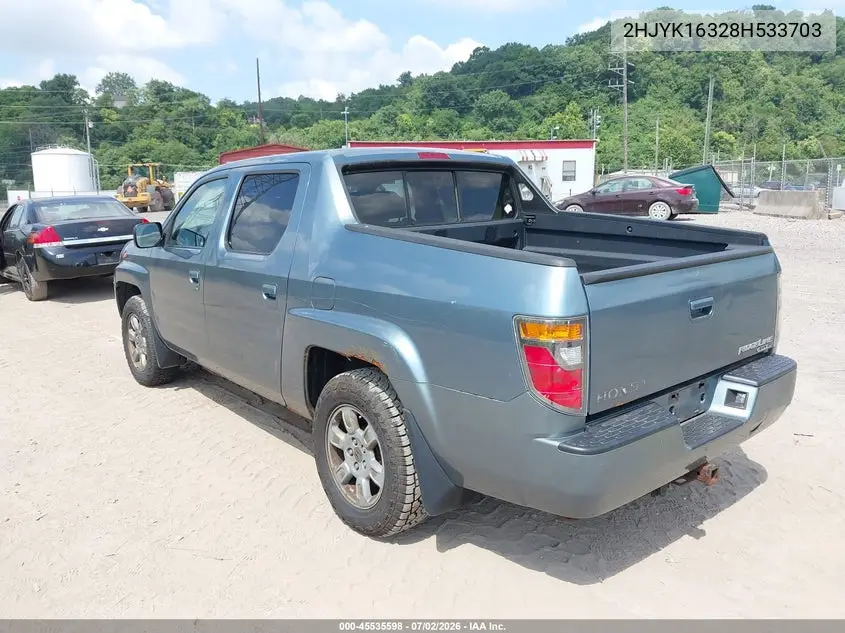 2008 Honda Ridgeline Rtx VIN: 2HJYK16328H533703 Lot: 45535598