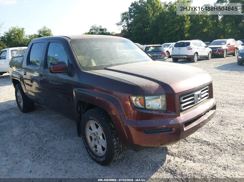 2008 Honda Ridgeline Rts VIN: 2HJYK16488H504845 Lot: 45549995
