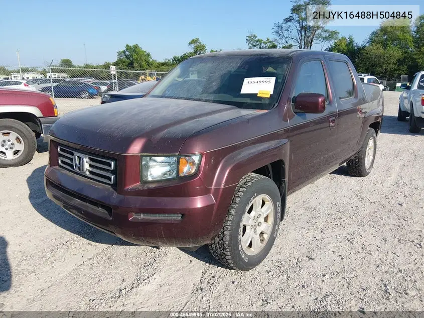 2008 Honda Ridgeline Rts VIN: 2HJYK16488H504845 Lot: 45549995