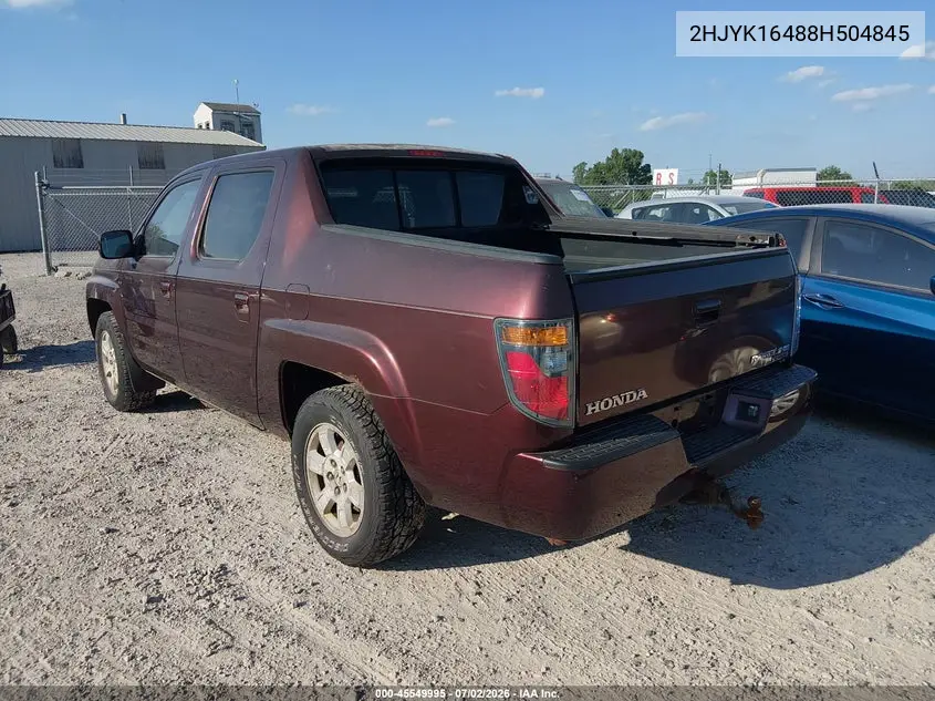 2008 Honda Ridgeline Rts VIN: 2HJYK16488H504845 Lot: 45549995
