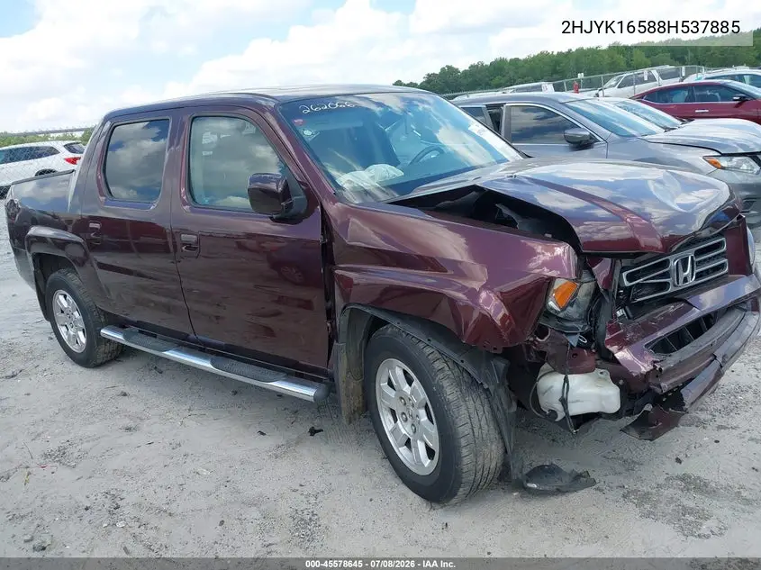 2008 Honda Ridgeline Rtl VIN: 2HJYK16588H537885 Lot: 45578645