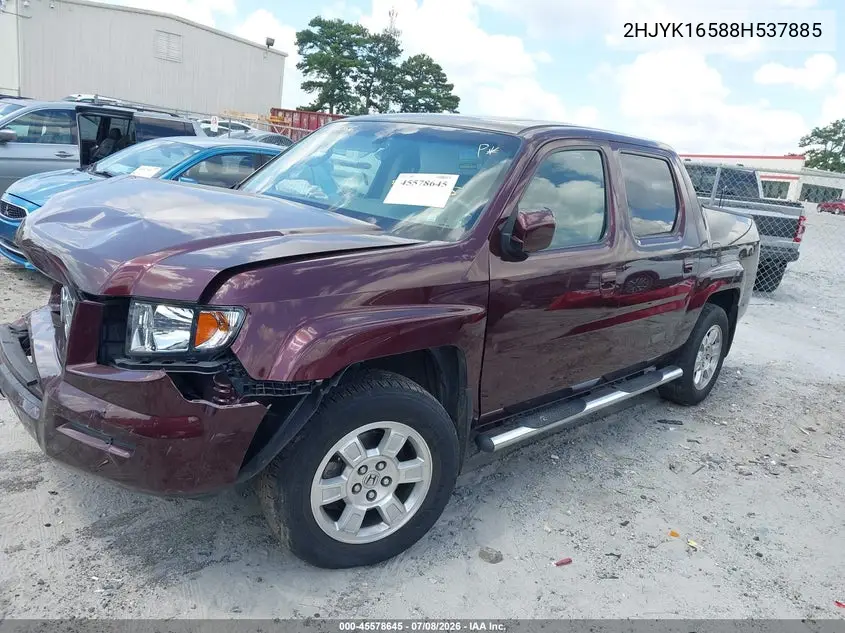 2008 Honda Ridgeline Rtl VIN: 2HJYK16588H537885 Lot: 45578645