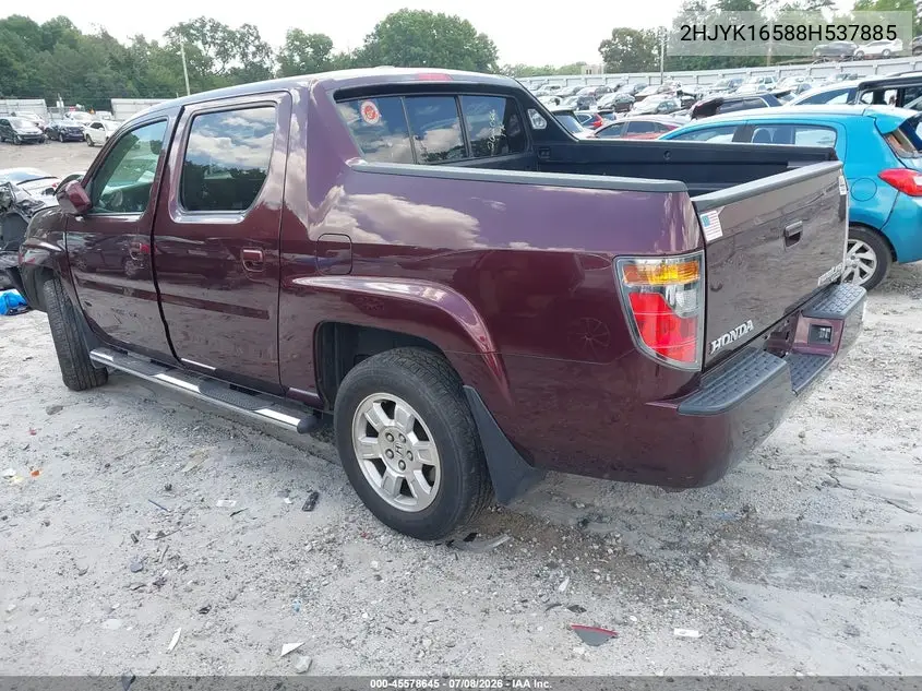 2008 Honda Ridgeline Rtl VIN: 2HJYK16588H537885 Lot: 45578645