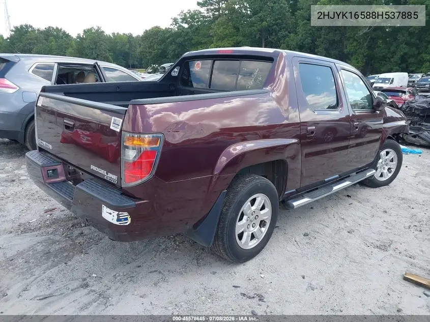 2008 Honda Ridgeline Rtl VIN: 2HJYK16588H537885 Lot: 45578645