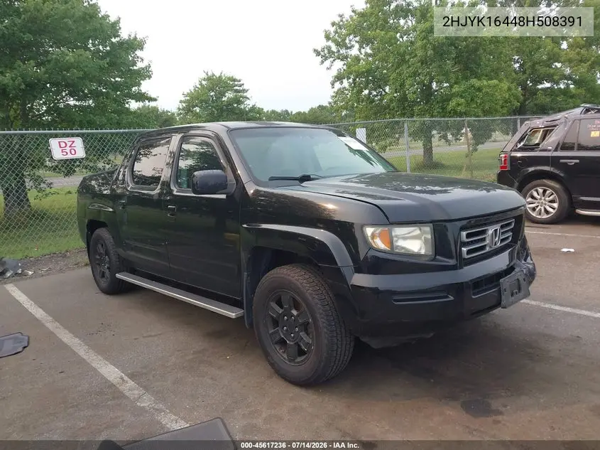 2008 Honda Ridgeline Rts VIN: 2HJYK16448H508391 Lot: 45617236