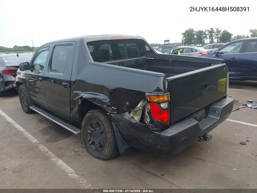2008 Honda Ridgeline Rts VIN: 2HJYK16448H508391 Lot: 45617236