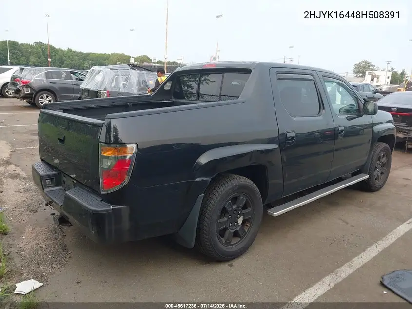2008 Honda Ridgeline Rts VIN: 2HJYK16448H508391 Lot: 45617236