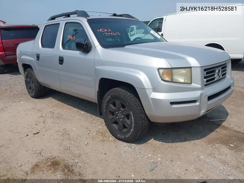 2008 Honda Ridgeline Rt VIN: 2HJYK16218H528581 Lot: 45623463