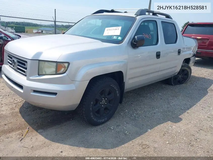 2008 Honda Ridgeline Rt VIN: 2HJYK16218H528581 Lot: 45623463