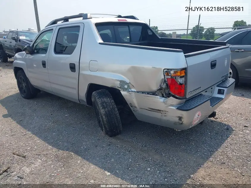 2008 Honda Ridgeline Rt VIN: 2HJYK16218H528581 Lot: 45623463