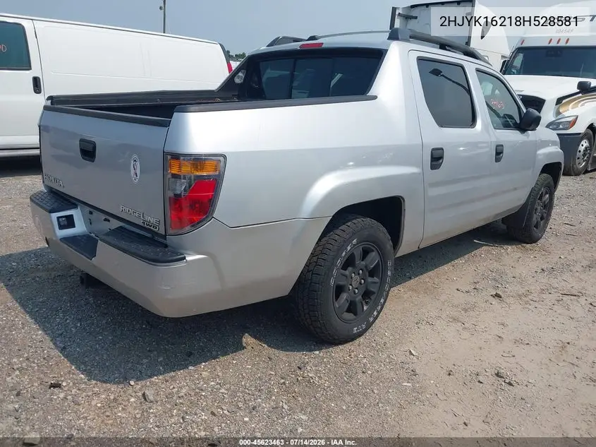 2008 Honda Ridgeline Rt VIN: 2HJYK16218H528581 Lot: 45623463