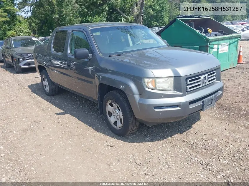 2008 Honda Ridgeline Rt VIN: 2HJYK16258H531287 Lot: 45626314