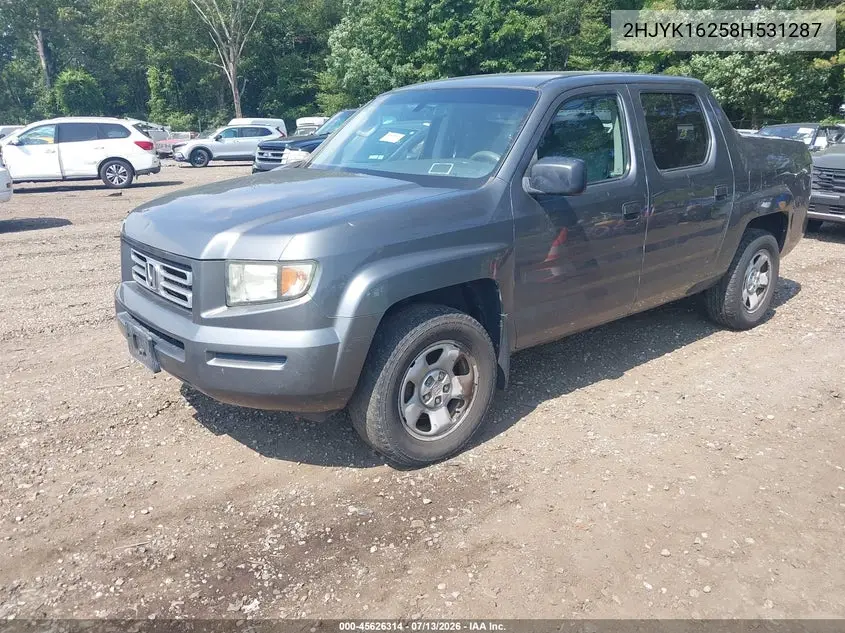 2008 Honda Ridgeline Rt VIN: 2HJYK16258H531287 Lot: 45626314