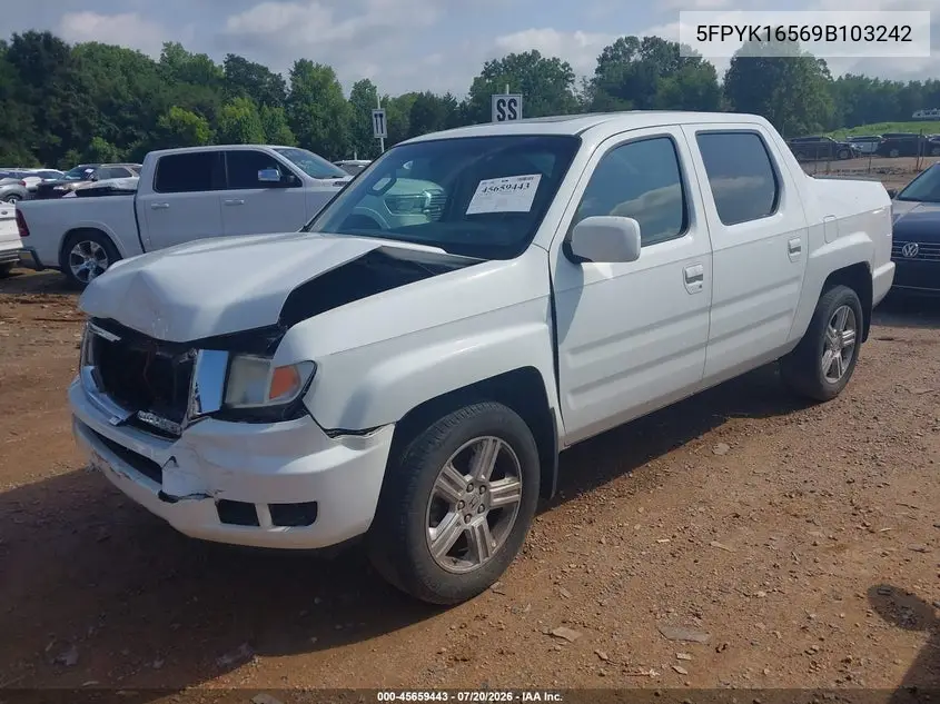 2009 Honda Ridgeline Rtl VIN: 5FPYK16569B103242 Lot: 45659443