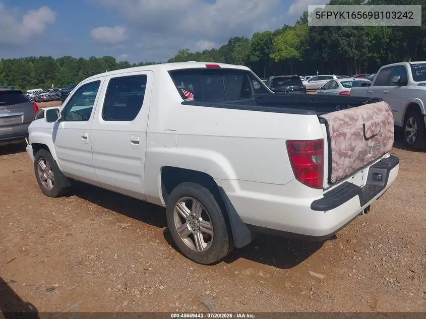 2009 Honda Ridgeline Rtl VIN: 5FPYK16569B103242 Lot: 45659443