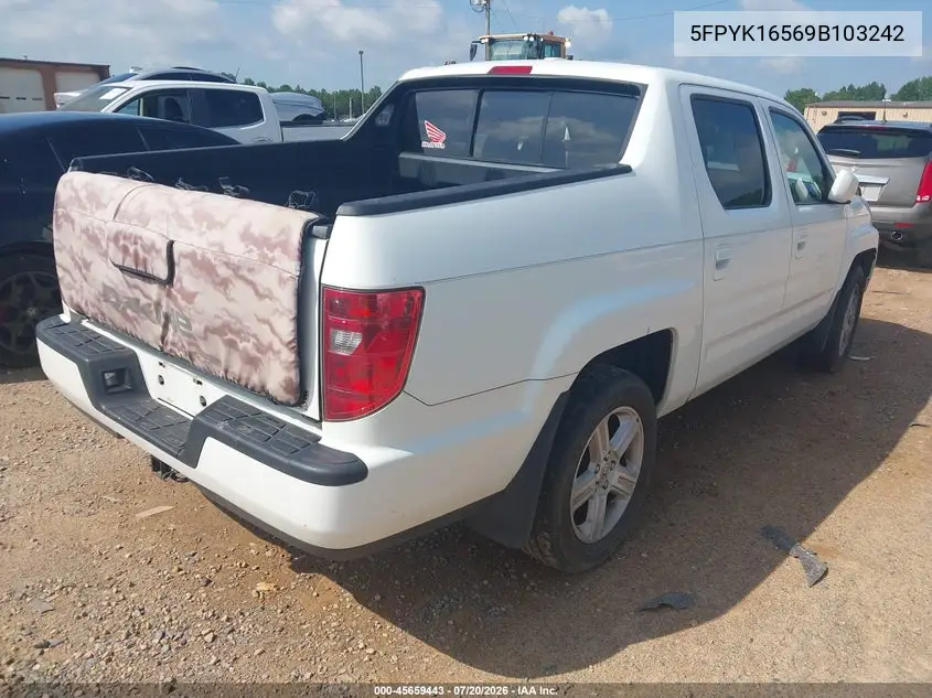 2009 Honda Ridgeline Rtl VIN: 5FPYK16569B103242 Lot: 45659443