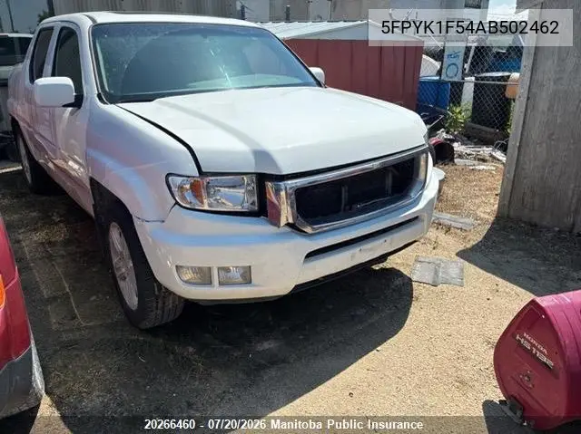 2010 Honda Ridgeline Rtl VIN: 5FPYK1F54AB502462 Lot: 20266460