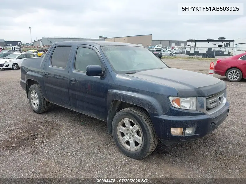 2010 Honda Ridgeline Rtl VIN: 5FPYK1F51AB503925 Lot: 30094478
