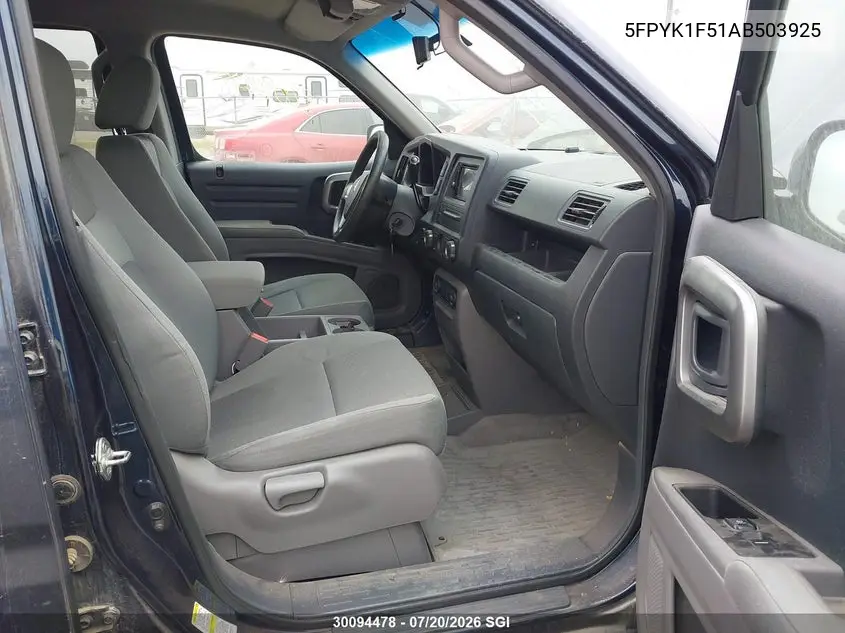 2010 Honda Ridgeline Rtl VIN: 5FPYK1F51AB503925 Lot: 30094478