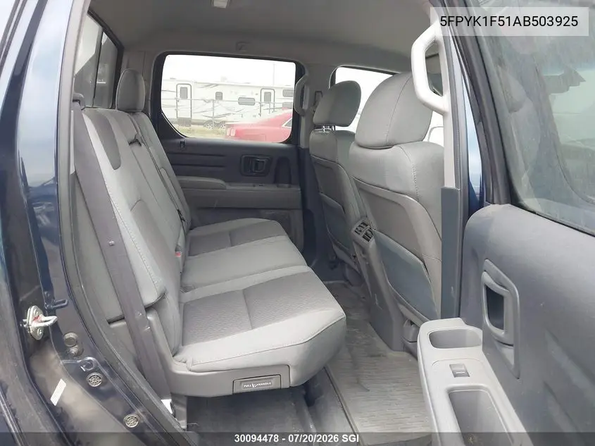 2010 Honda Ridgeline Rtl VIN: 5FPYK1F51AB503925 Lot: 30094478