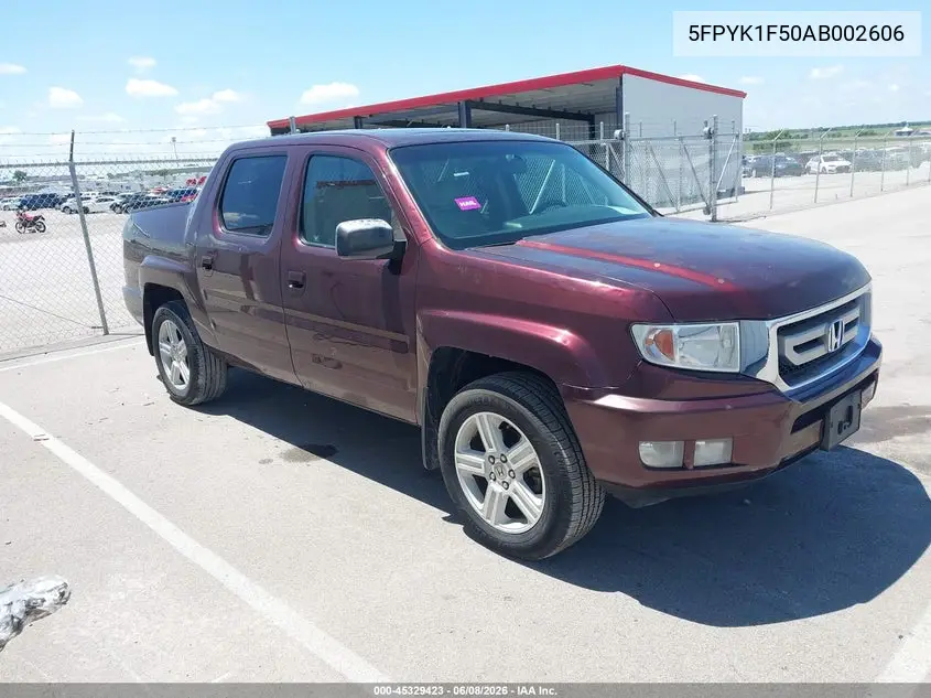 2010 Honda Ridgeline Rtl VIN: 5FPYK1F50AB002606 Lot: 45329423