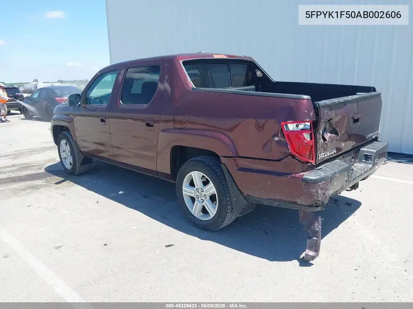 2010 Honda Ridgeline Rtl VIN: 5FPYK1F50AB002606 Lot: 45329423