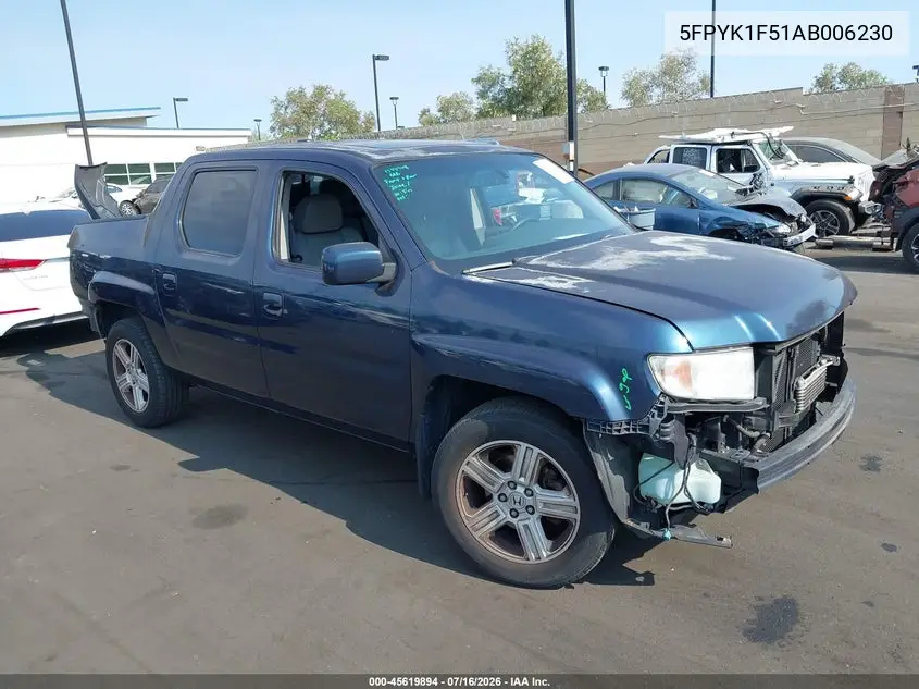 2010 Honda Ridgeline Rtl VIN: 5FPYK1F51AB006230 Lot: 45619894