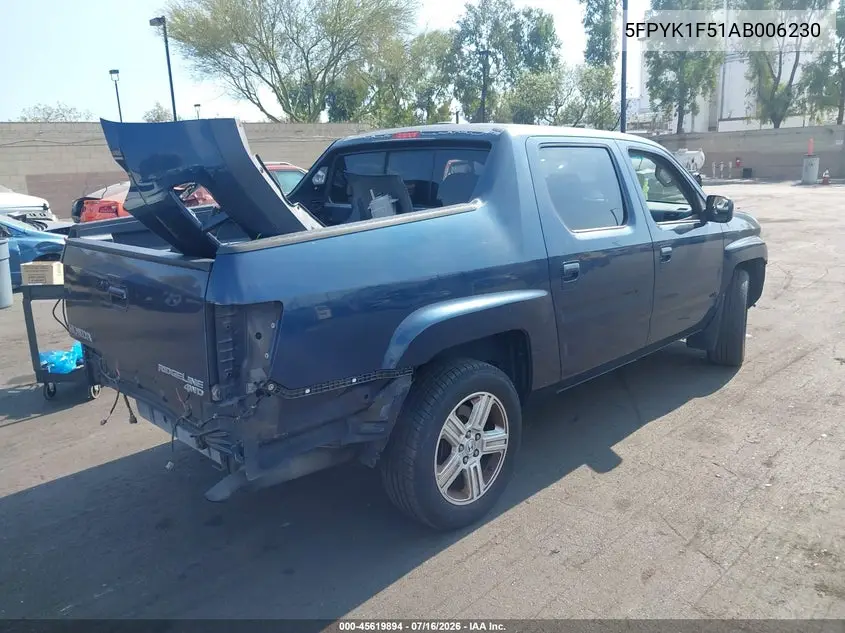 2010 Honda Ridgeline Rtl VIN: 5FPYK1F51AB006230 Lot: 45619894