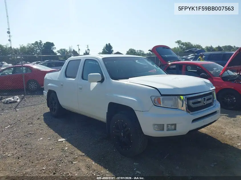 2011 Honda Ridgeline Rtl VIN: 5FPYK1F59BB007563 Lot: 45503101