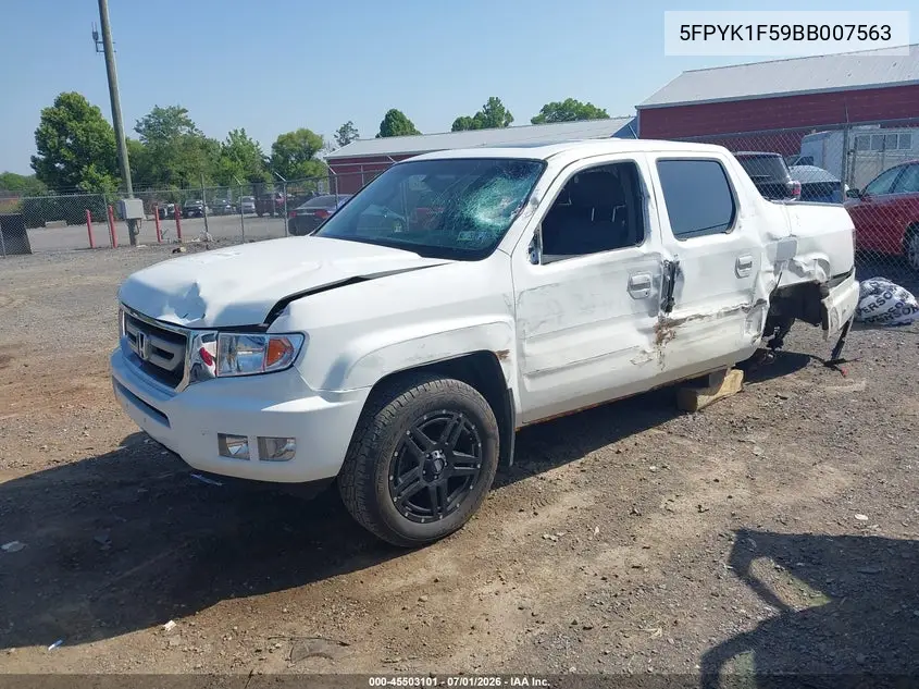 2011 Honda Ridgeline Rtl VIN: 5FPYK1F59BB007563 Lot: 45503101
