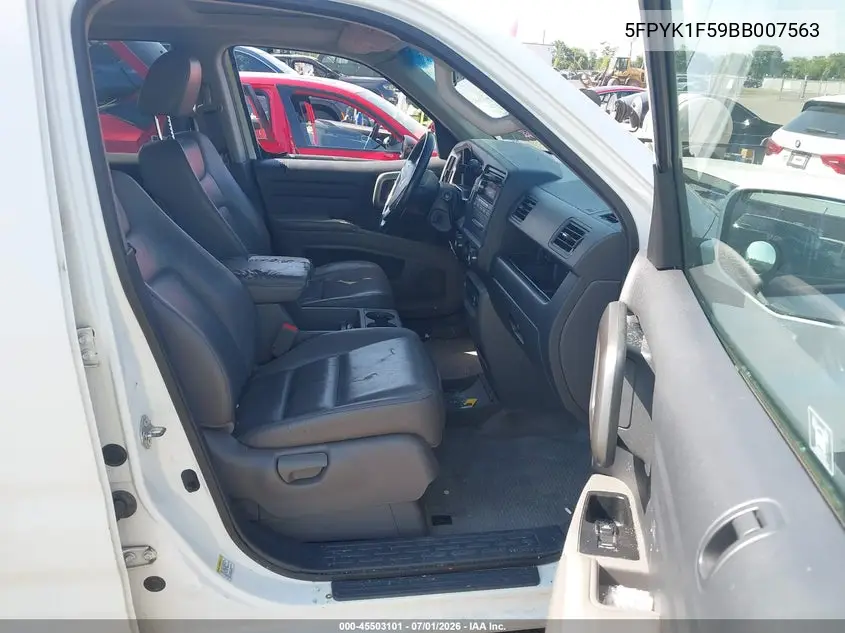 2011 Honda Ridgeline Rtl VIN: 5FPYK1F59BB007563 Lot: 45503101