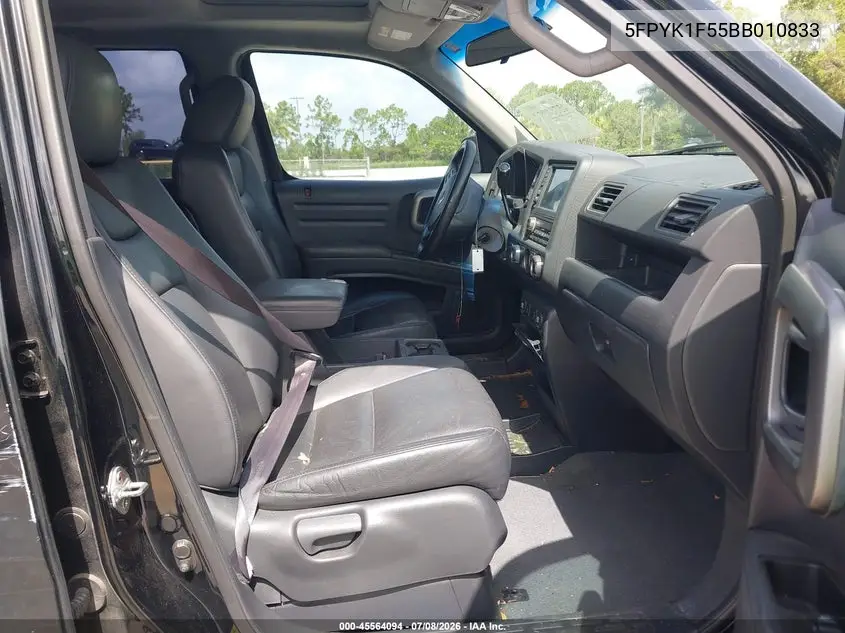 2011 Honda Ridgeline Rtl VIN: 5FPYK1F55BB010833 Lot: 45564094