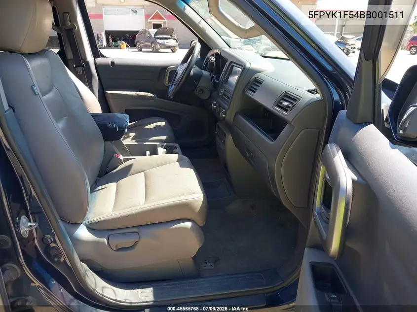 2011 Honda Ridgeline Rtl VIN: 5FPYK1F54BB001511 Lot: 45565768