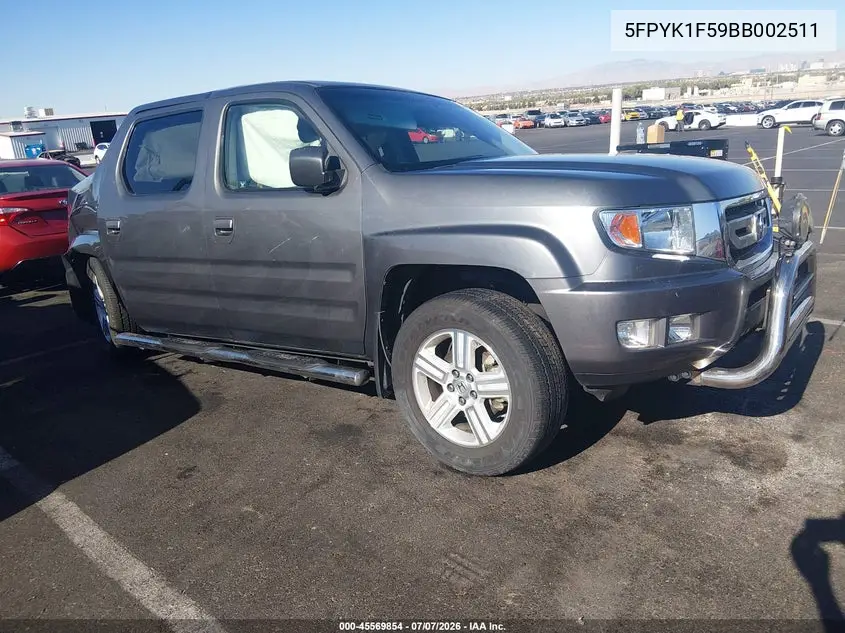 2011 Honda Ridgeline Rtl VIN: 5FPYK1F59BB002511 Lot: 45569854