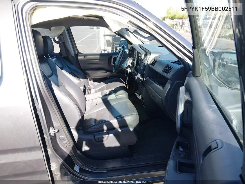 2011 Honda Ridgeline Rtl VIN: 5FPYK1F59BB002511 Lot: 45569854