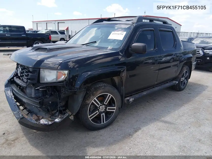 2012 Honda Ridgeline Sport VIN: 5FPYK1F71CB455105 Lot: 45554394