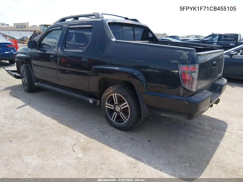 2012 Honda Ridgeline Sport VIN: 5FPYK1F71CB455105 Lot: 45554394