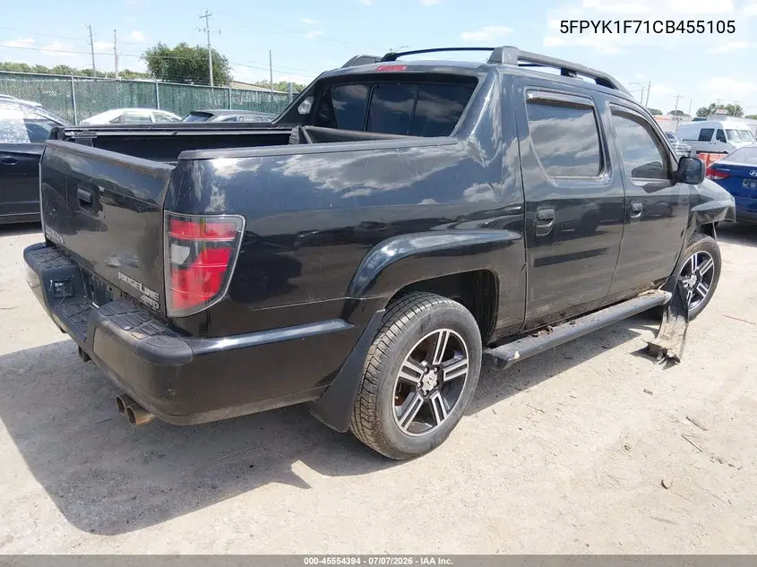 2012 Honda Ridgeline Sport VIN: 5FPYK1F71CB455105 Lot: 45554394