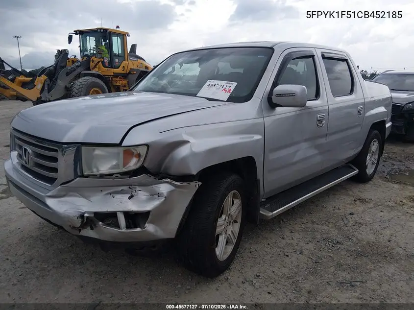 2012 Honda Ridgeline Rtl VIN: 5FPYK1F51CB452185 Lot: 45577127
