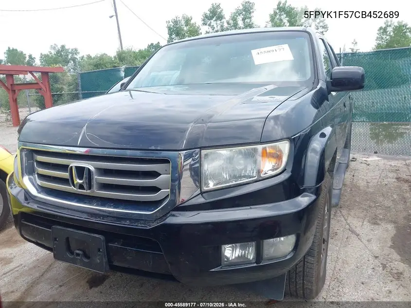 2012 Honda Ridgeline Rtl VIN: 5FPYK1F57CB452689 Lot: 45589177