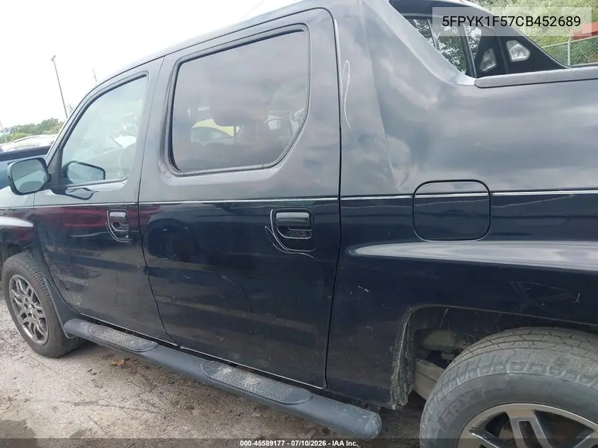 2012 Honda Ridgeline Rtl VIN: 5FPYK1F57CB452689 Lot: 45589177