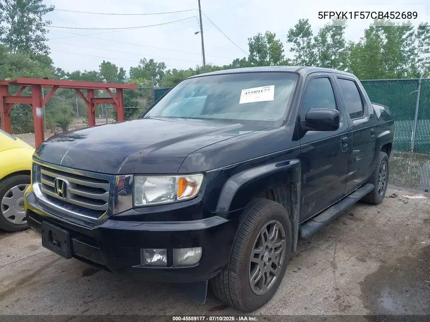 2012 Honda Ridgeline Rtl VIN: 5FPYK1F57CB452689 Lot: 45589177
