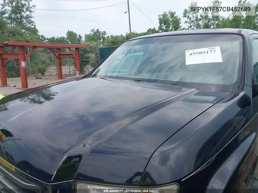 2012 Honda Ridgeline Rtl VIN: 5FPYK1F57CB452689 Lot: 45589177