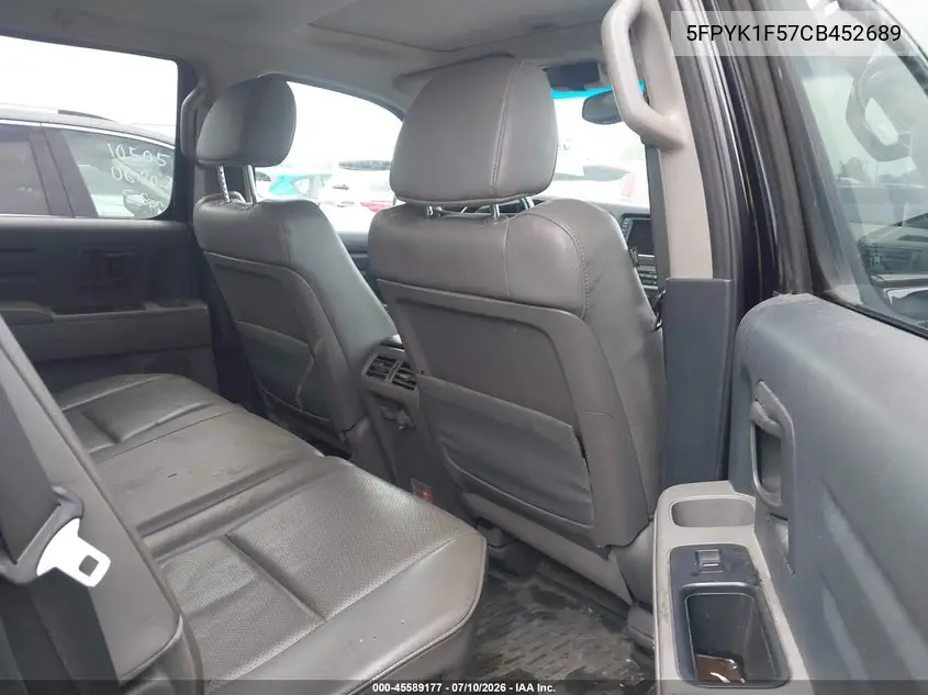 2012 Honda Ridgeline Rtl VIN: 5FPYK1F57CB452689 Lot: 45589177