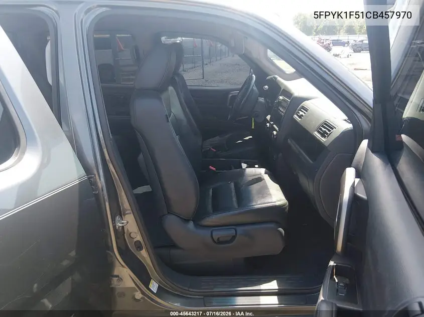 2012 Honda Ridgeline Rtl VIN: 5FPYK1F51CB457970 Lot: 45643217