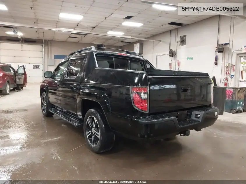 2013 Honda Ridgeline Sport VIN: 5FPYK1F74DB005322 Lot: 45347441