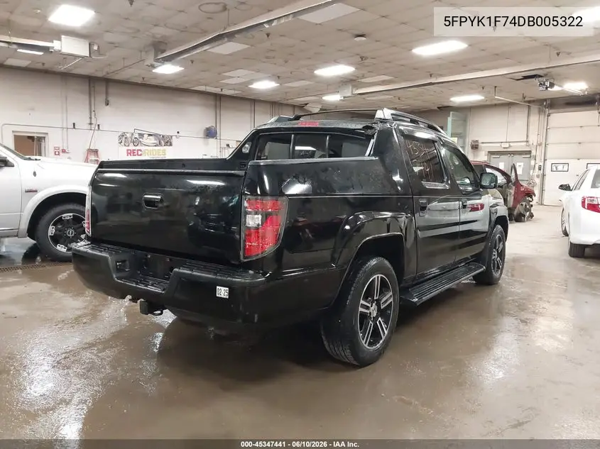 2013 Honda Ridgeline Sport VIN: 5FPYK1F74DB005322 Lot: 45347441